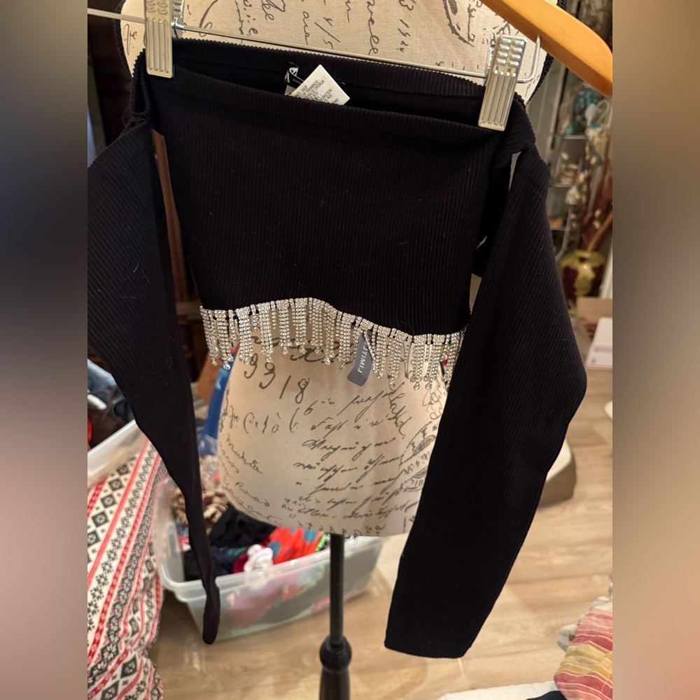 Zara limitless contour collection m-l beautiful nwt black sweater material #1